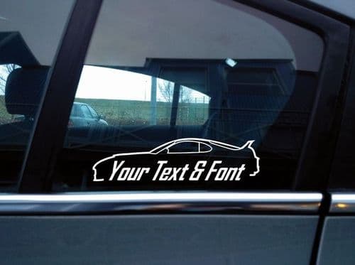 2x Custom YOUR TEXT sticker for Toyota Supra Mk4 Twin Turbo RZ with wing JDM