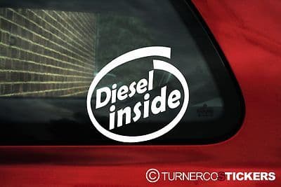 2x Diesel inside vinyl stickers / Decals For Diesel powered car truck van