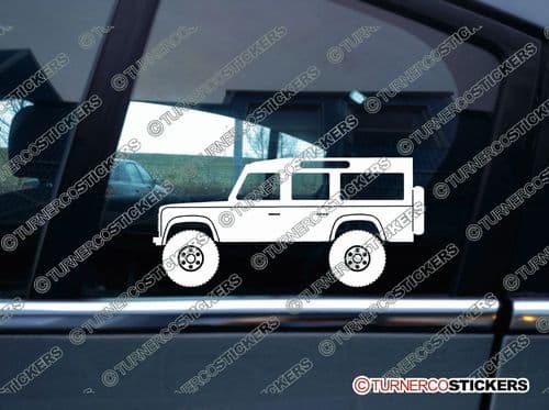 2x Lifted Land Rover Defender 110 WAGON offroad 4x4 silhouette stickers