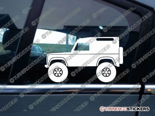 2x Lifted Land Rover Defender 90 VAN offroad 4x4 silhouette stickers