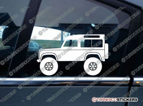 2x Lifted Land Rover Defender 90 WAGON offroad 4x4 silhouette stickers