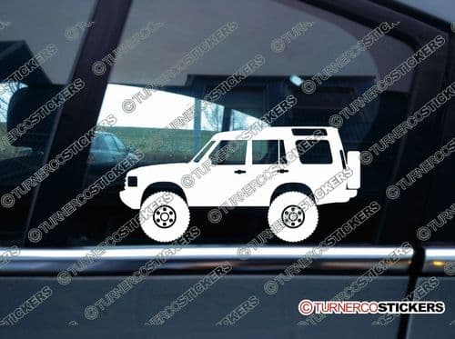 2x Lifted Land Rover Discovery series 2 offroad 4x4 silhouette stickers