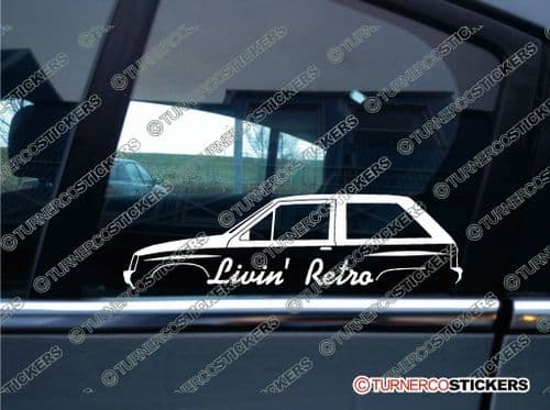 2x Livin' RETRO car stickers - for Vauxhall Nova Mk1/ Opel Corsa A