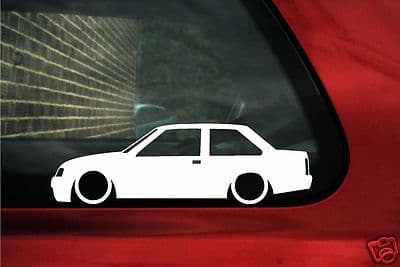 2x LOW 2 door saloon/ coupe, Vauxhall Nova / Opel Corsa A outline, silhouette stickers, Decals