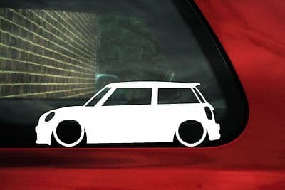 2x LOW BMW Mini R56 Cooper S works Outline silhouette stickers decals