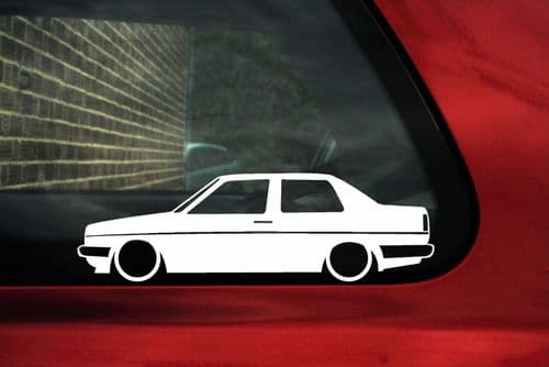 2x Low car outline stickers - for Volkswagen Jetta Mk2 coupe classic VW
