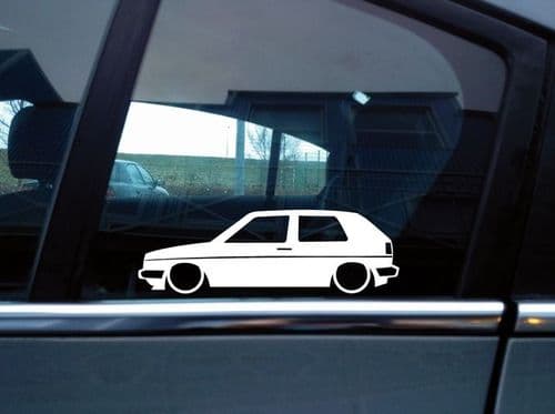 2x Low car outline stickers - for Volkswagen Mk2 Golf GTi 3-door classic