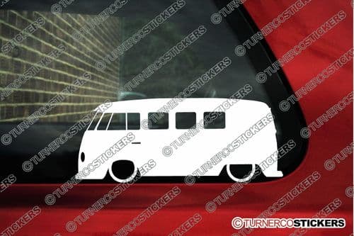 2x Low car outline stickers - for Volkswagen VW T1 split window , 11 window classic camper bus