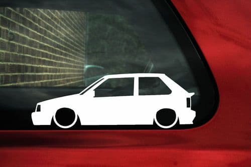 2x LOW Nissan Micra K10 Turbo (3-door) outline, silhouette stickers, Decals