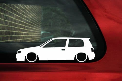 2x LOW Nissan Sunny / Pulsar N14 car silhouette / outline stickers, Decals