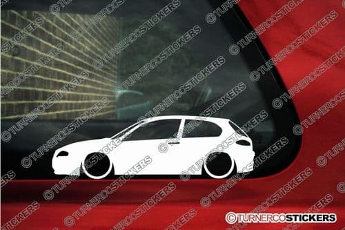 2X Lowered car outline stickers - for Alfa Romeo 147 (2000 - 2004) 3-DOOR L1421