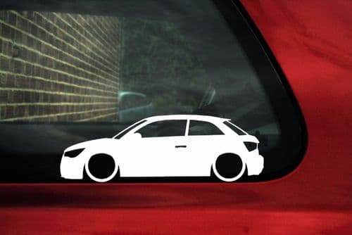 2x Lowered car outline stickers -for Audi A1 hatchback 3-door VAG L346