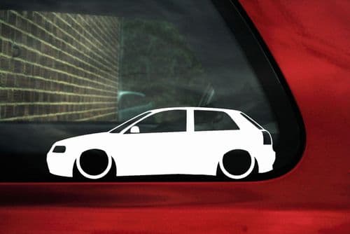 2x Lowered car outline stickers - for Audi A3 (8L) TDI / 1.8T | L756
