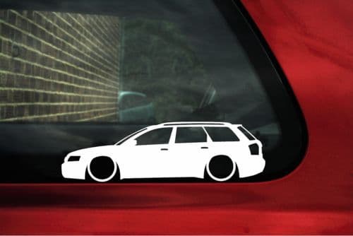 2x Lowered car outline stickers - for Audi A4 (B6) AVANT RS4 Wagon VAG L351