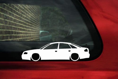 2x Lowered car outline stickers - for Audi A6 / S6 (C5) Sedan VAG L748