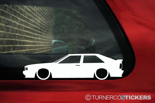 2x Lowered car outline stickers - for Audi Ur-Quattro (1980+) classic vag L750