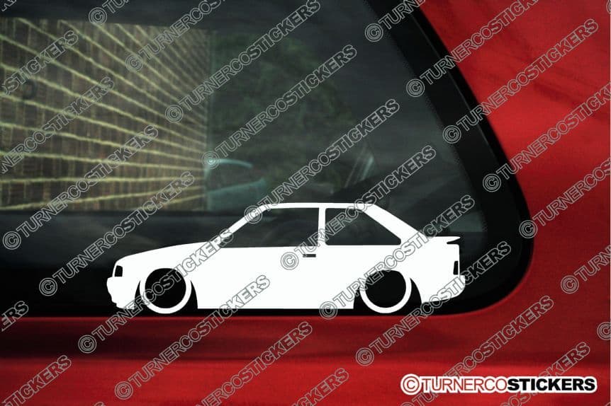 2x Lowered car outline stickers for Ford Escort mk4 RS Turbo XR3i