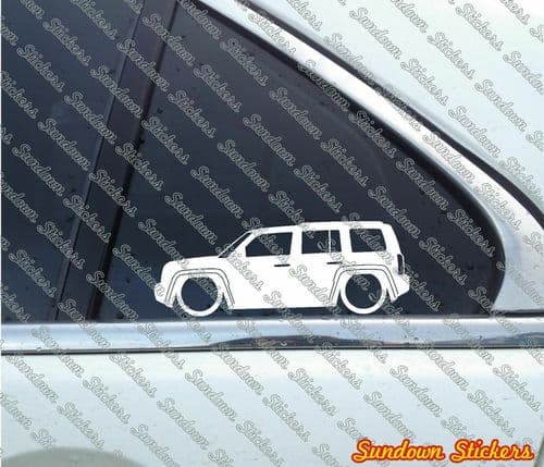 2x Lowered car outline stickers - for Jeep Patriot L1580