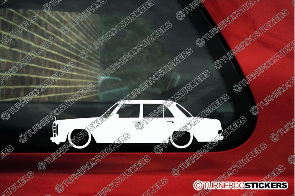 2X Lowered car outline stickers For Mercedes w114 classic stanced