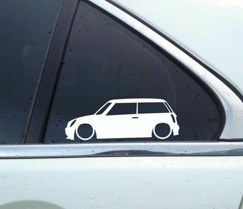 2x Lowered car outline stickers - for Mini Cooper hardtop ( R50 ) L06