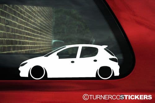 2x Lowered car outline stickers - for Peugeot 206 5-Door french car L1447