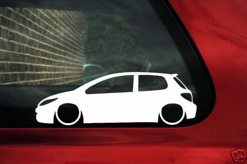 2x Lowered car outline stickers - for Peugeot 307 3-door L1452