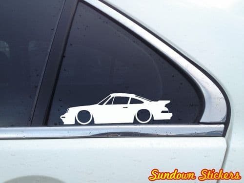 2X Lowered car outline stickers - for Porsche 911 (930) TURBO | classic L138