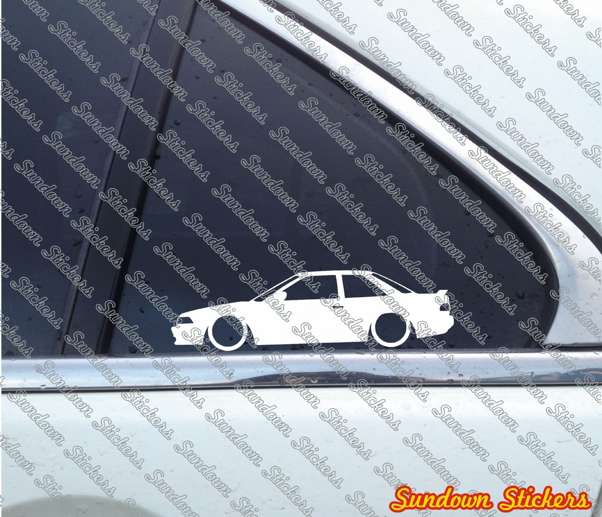 2x Lowered car outline stickers for Toyota Corolla Levin Coupe AE92 ...