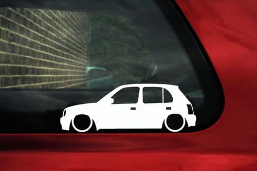 2x Lowered car outline stickers - Nissan Micra K11 (5-door) L121