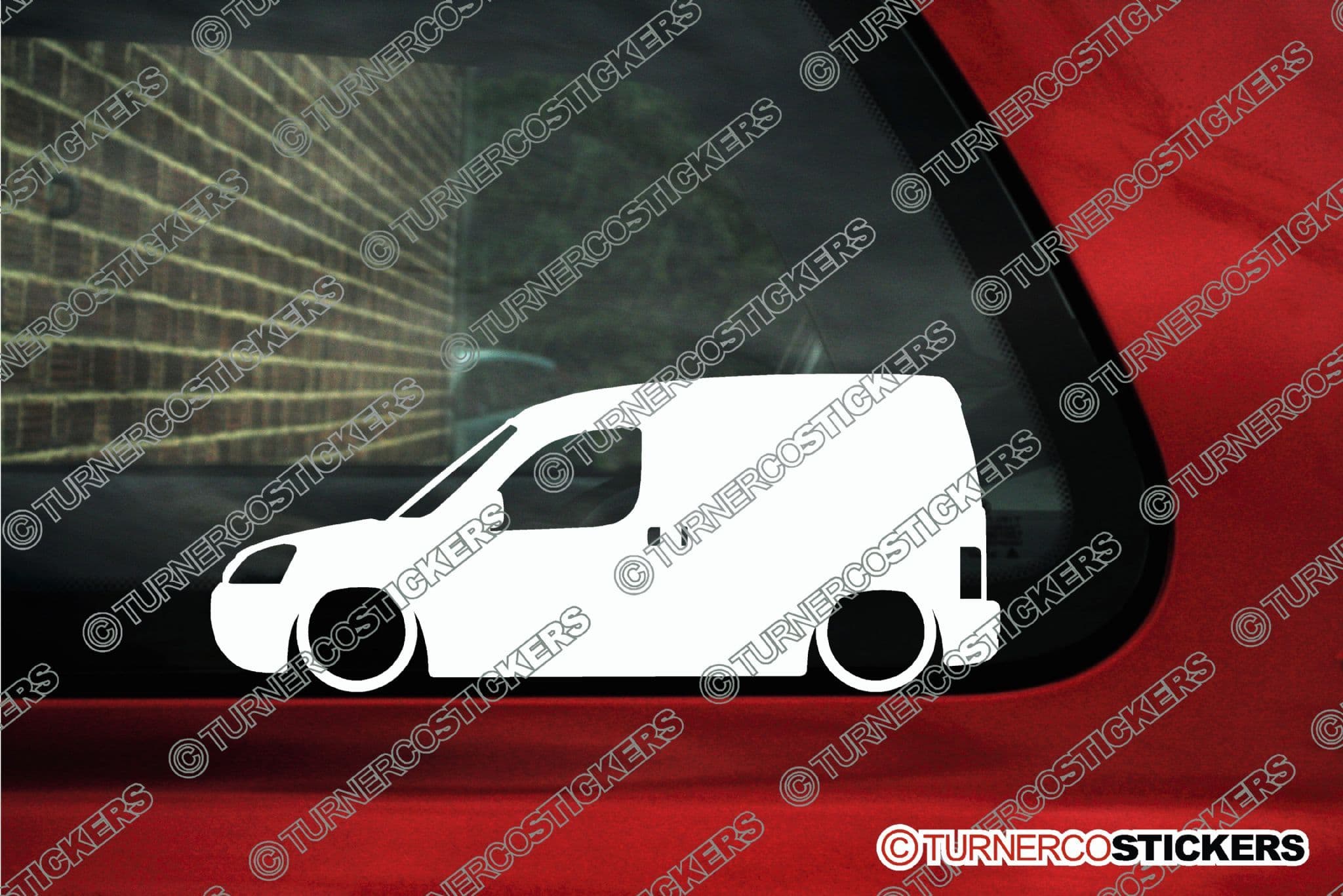 2x Lowered car outline stickers - Peugeot Partner Van facelift 2002-2008