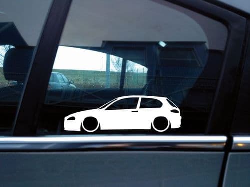 2X Lowered car silhouette stickers - for Alfa Romeo 147 (Facelift) 3-DOOR