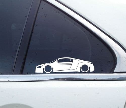 2x Lowered car silhouette stickers - for Audi R8 1st gen coupe 2007-2015