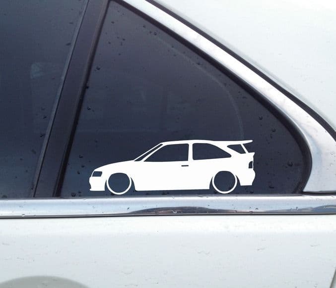 2x Lowered car silhouette stickers for Ford Escort RS Cosworth mk5 L1709