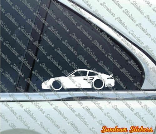 2X Lowered car silhouette stickers - for Porsche 911 Turbo 997 | sports car L143