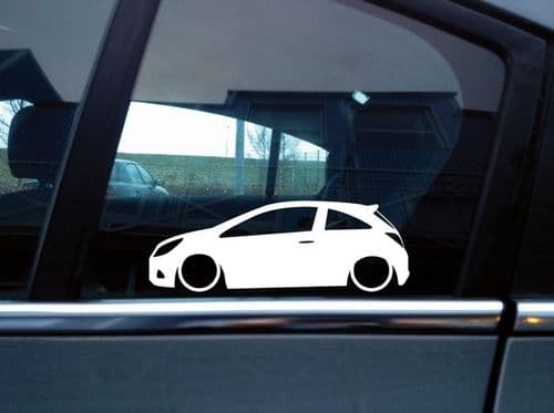 2X Lowered car silhouette stickers - for Vauxhall Corsa D VXR 3-door | L74