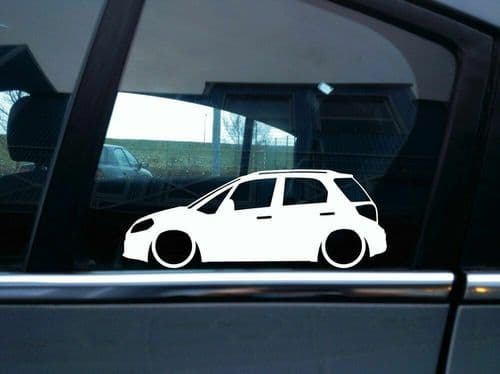 2x Lowered car stickers - for Suzuki SX4 1st gen , 2006-2014 L657