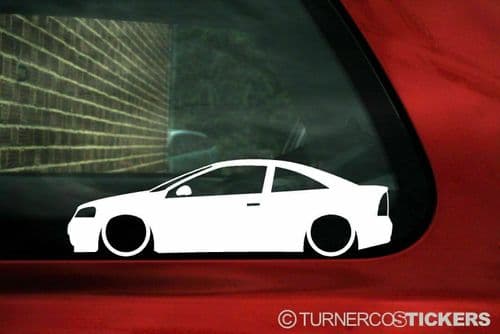 2x Lowered car stickers - for Vauxhall / Opel Astra mk4 G Coupe tuning L581