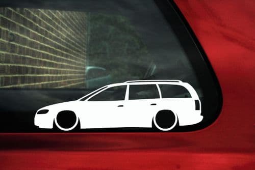 2x Lowered car stickers - for Vauxhall / Opel Omega B kombi wagon tuning L608