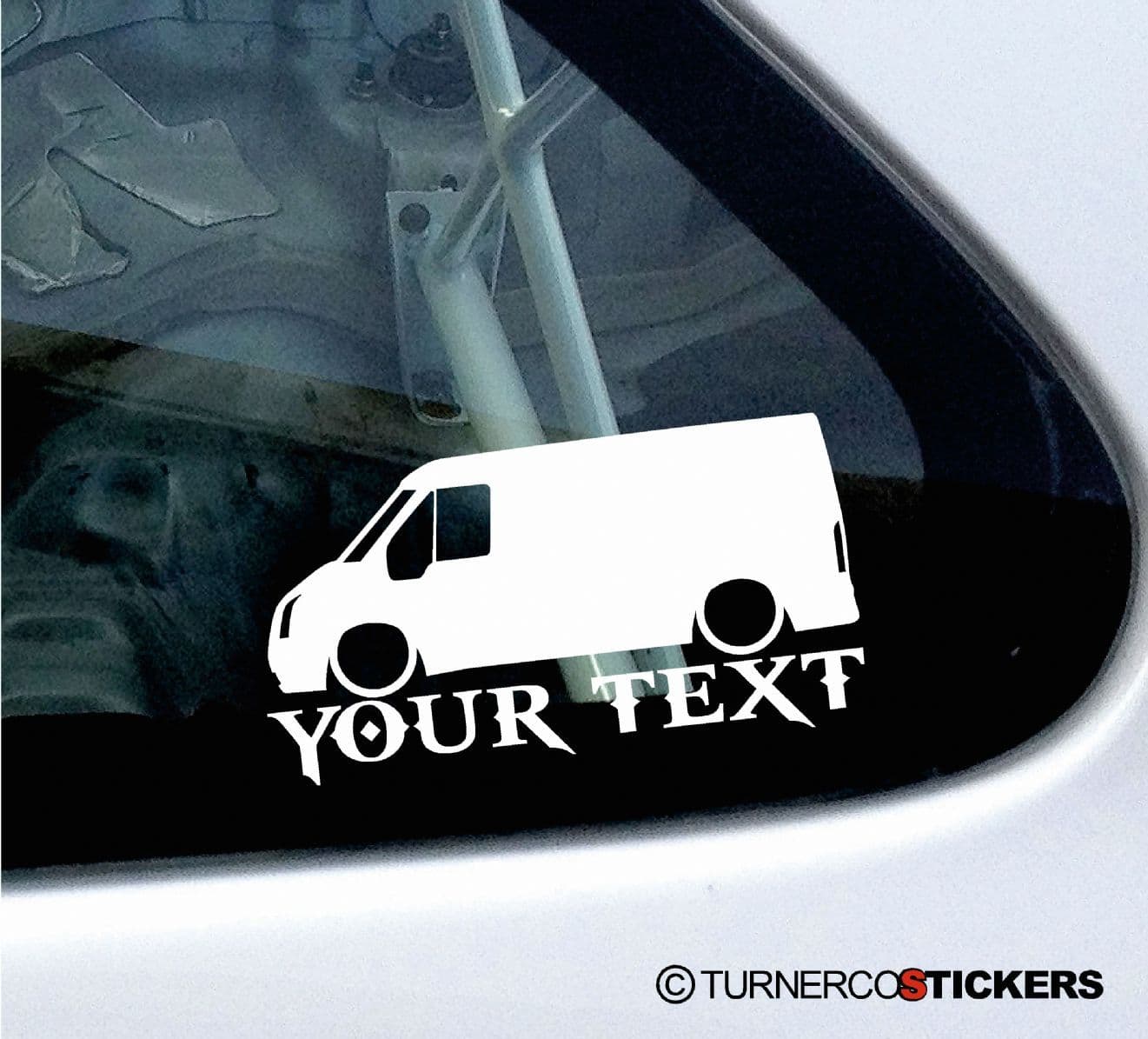 2x Lowered Ford Transit Van 2006 2013 mk7 CUSTOM TEXT silhouette stickers