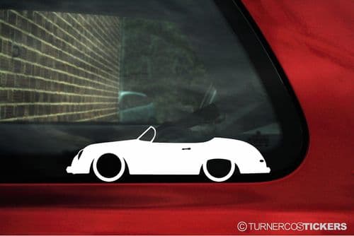 2X Lowered Porsche 356 Speedster / Cabriolet classic Low car outline STICKERS decal