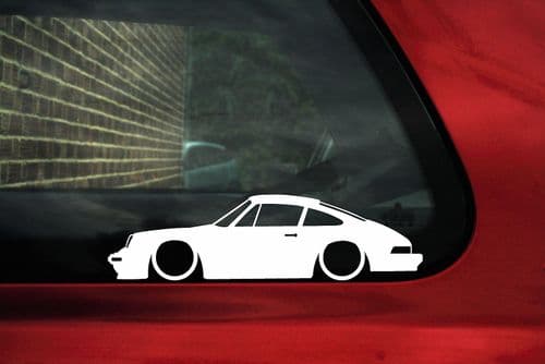 2X Lowered 'Porsche 911 (930) CARRERA Low classic car outline STICKERS decal