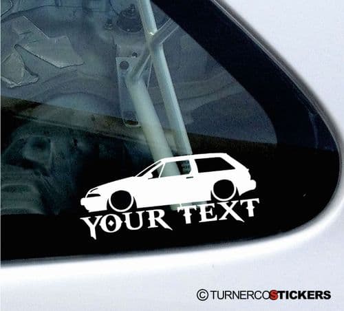 2x Lowered Volvo 480 Turbo (1986-1995) YOUR TEXT custom car silhouette STICKERS