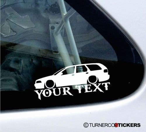 2x Lowered Volvo V40 1st gen (1997-2004) Your Text custom silhouette car Stickers