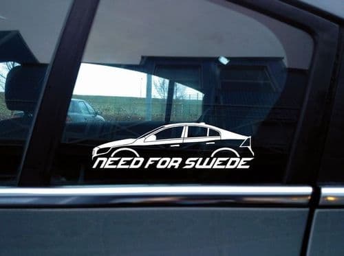 2x NEED FOR SWEDE stickers - for Volvo S60 2nd gen 2011-2018