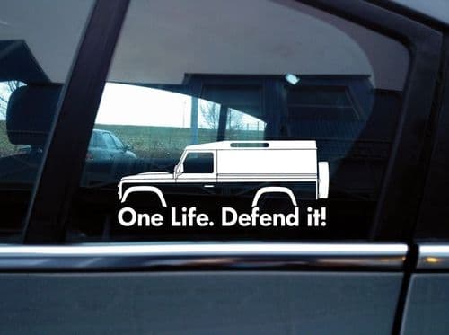 2x 'One Life Defend it! silhouette stickers for Land Rover Defender 110 van | classic