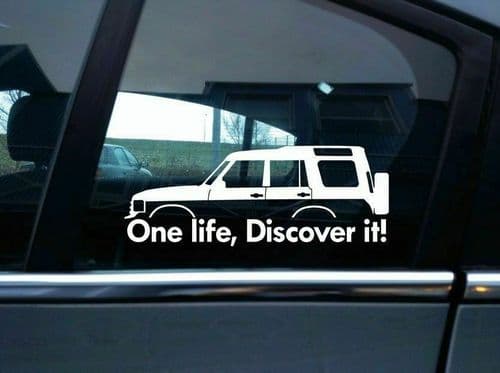 2x 'One Life Discover it! silhouette stickers for Land Rover Discovery | classic