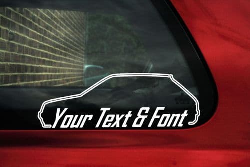 2x Peugeot 205 GTi 1.6 / 1.9 CUSTOM TEXT classic car stickers