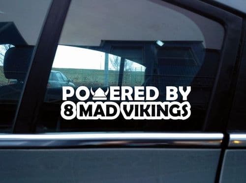 2x Powered by 8 mad vikings car stickers - for volvo XC90 1st gen v8 ,S80 | V96