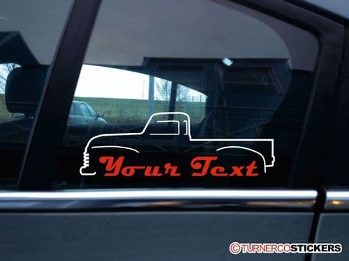 2x (two) Chevrolet Advance design pickup truck (1947- 1954) CUSTOM TEXT stickers / decals
