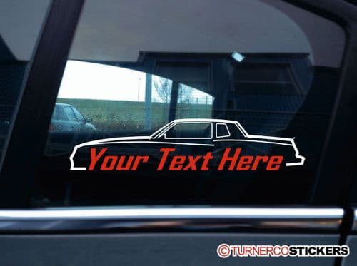 2x (two) Custom, YOUR TEXT Chevrolet Monte Carlo SS (G-Body 1982-1988) car STICKERS
